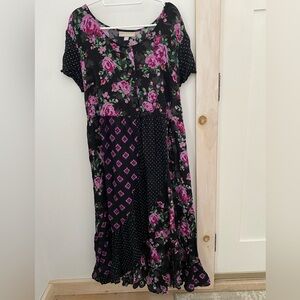 Woman Within Black Floral Dress Sz. 18W